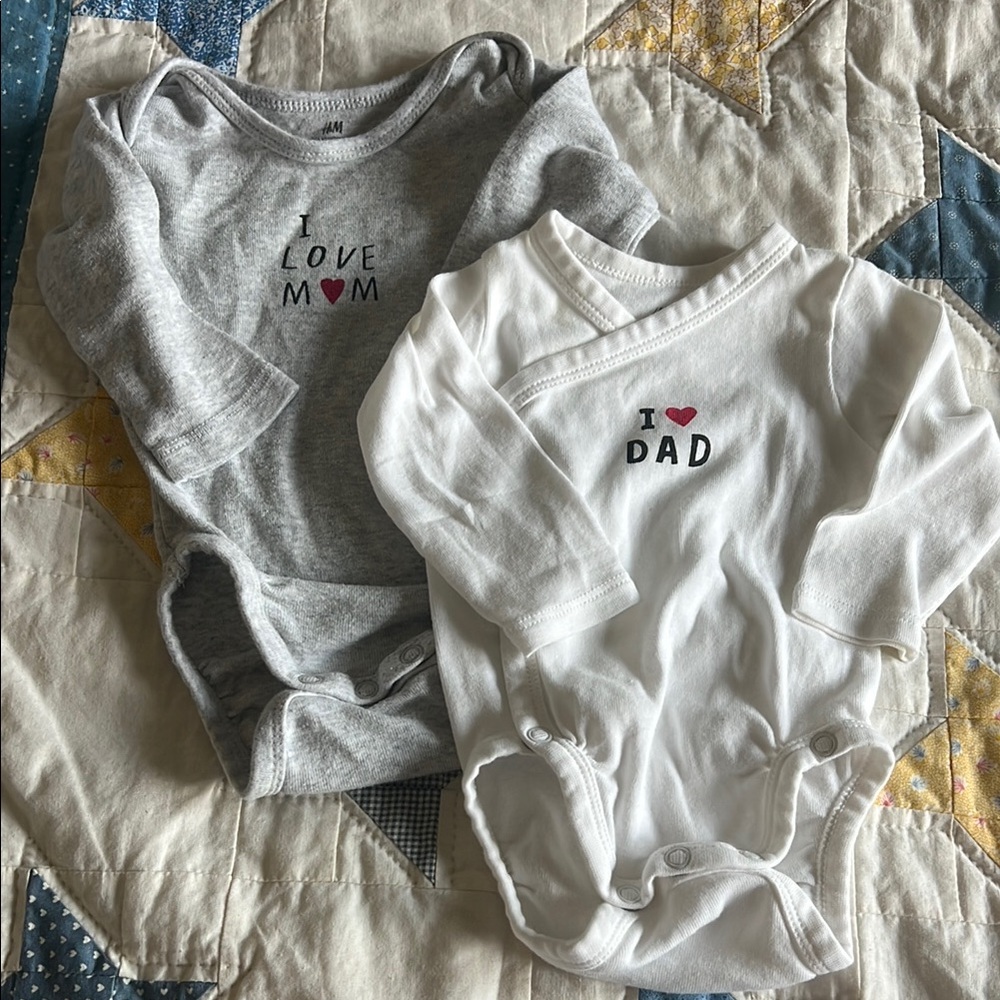 H&M Gray and White Bodysuits Soft Organic Cotton Onesies